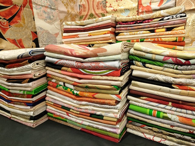 平和屋本店■袋帯 西陣 まとめて100点 孔雀 蝶 風景 花柄 宝相華 佐賀錦 金銀糸 など 着用可能多数 未使用品あり 全て正絹 se3782