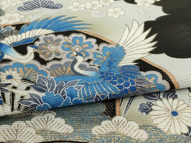 平和屋着物*夏物 黒留袖 絽 花鳥文 金彩 洗える着物 AABC9927jd