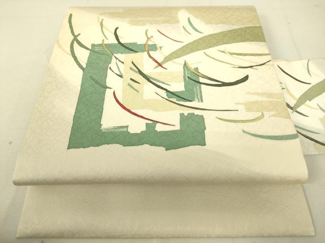 平和屋着物○九寸名古屋帯 抽象文様 金彩 正絹 逸品 DAAX8421du