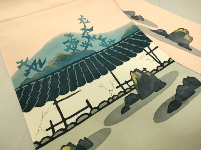 平和屋着物●九寸名古屋帯 作家物 風景文 金彩 正絹 逸品 DAAX8456du