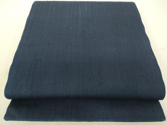 平和屋着物●九寸開き名古屋帯 紬地 濃い青褐色 正絹 逸品 DAAX8443du