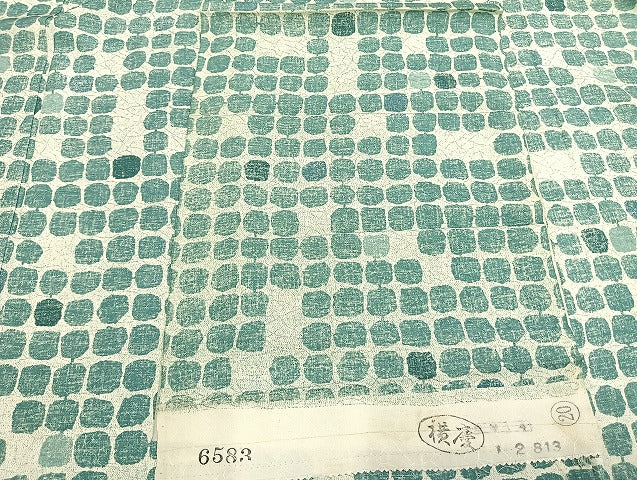 平和屋着物▽上質な小紋 単衣 幾何学文様 反端付き 正絹 逸品 AABD0019fy