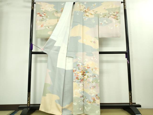平和屋本店●極上 創業460年・千總 訪問着 駒刺繍 吉祥花文 金彩 逸品 DZAB2292kh6