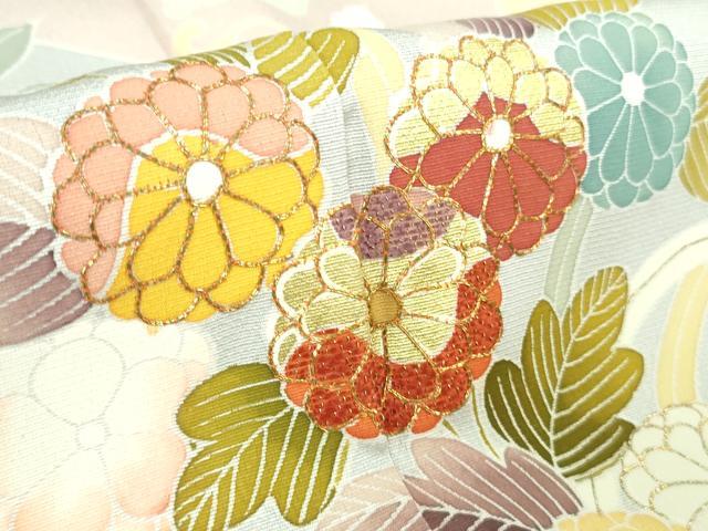 平和屋本店●極上 創業460年・千總 訪問着 駒刺繍 吉祥花文 金彩 逸品 DZAB2292kh6