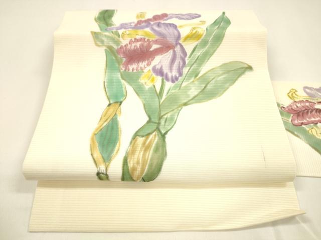 平和屋着物*夏物 九寸名古屋帯 手描き 草花文 正絹 逸品 DAAY8500cm