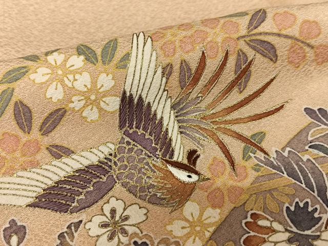 平和屋着物●豪華色留袖 友禅 絞り 鳳凰草花文 金彩 正絹 逸品 AABC5040zg