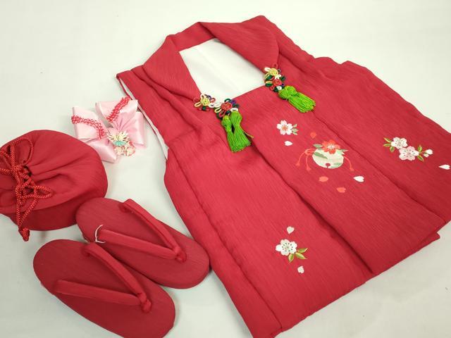 平和屋本店■極上 七五三 女の子 3歳 被布 草履 巾着 髪飾り 小物セット 舞桜 鈴 箱付き 逸品 DZAA11382kh5