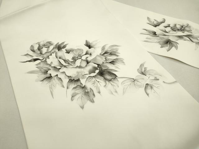 平和屋着物●塩瀬 九寸名古屋帯 作家物 手描き 枝花 正絹 逸品 DAAX9835fe