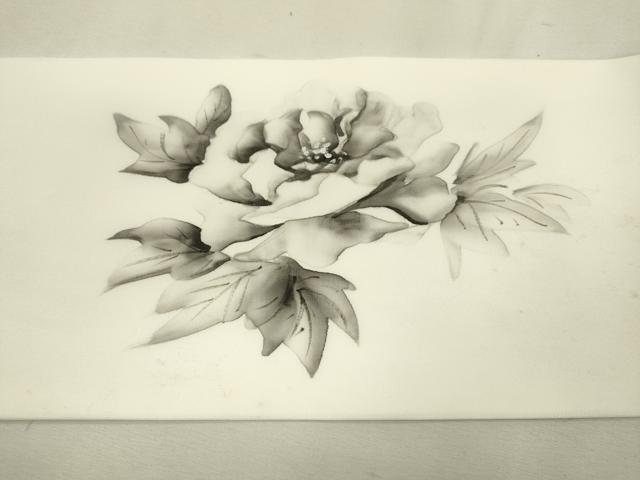 平和屋着物●塩瀬 九寸名古屋帯 作家物 手描き 枝花 正絹 逸品 DAAX9835fe