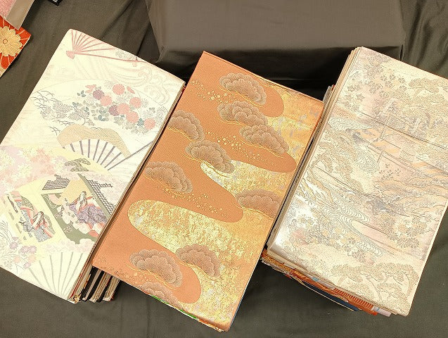 平和屋着物■袋帯 西陣 まとめて100点 鳳凰 鴛鴦 有栖川文様 人物 蝶 更紗 花柄 宝相華 佐賀錦 金銀糸 など 未使用品あり 全て正絹 mmm030