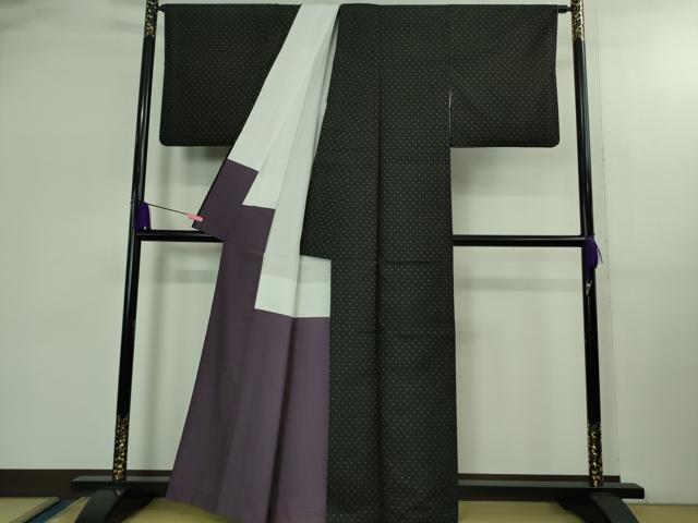 平和屋着物●極上 本場大島紬 古代染色純泥染 深田兼徳作 黒地 証紙付き 逸品 DZAB2534kh6