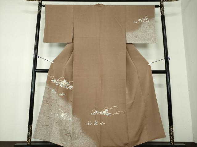 平和屋着物●訪問着 作家物 刺繍 草花文 たたき染め 金彩 やまと誂製 正絹 逸品 DAAZ0574ps