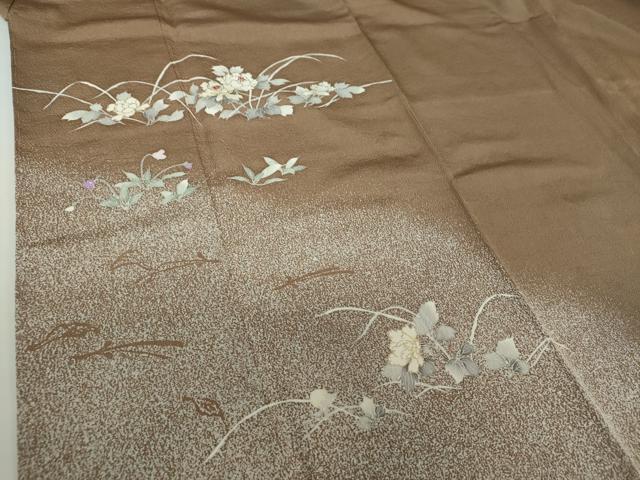 平和屋着物●訪問着 作家物 刺繍 草花文 たたき染め 金彩 やまと誂製 正絹 逸品 DAAZ0574ps
