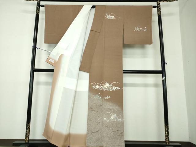 平和屋着物●訪問着 作家物 刺繍 草花文 たたき染め 金彩 やまと誂製 正絹 逸品 DAAZ0574ps