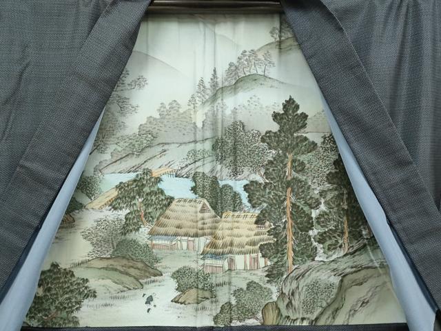 平和屋着物■極上 男性 本場大島紬 アンサンブル キングサイズ 長羽織 100亀甲 総詰め 新納光夫作 証紙付き 逸品 未使用 DZAB2741kh6