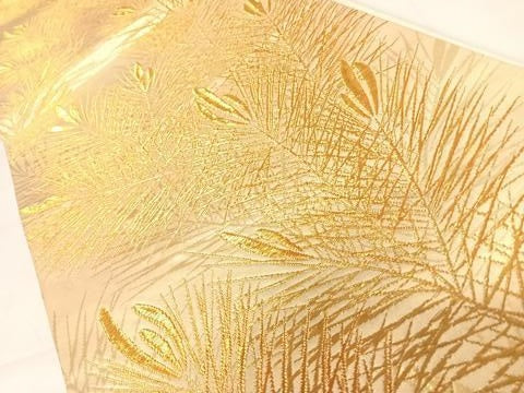 平和屋着物◎六通柄袋帯 若松 金糸 正絹 逸品 AABD3521yx