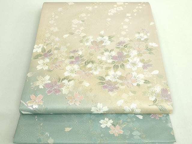 平和屋本店●極上 金彩友禅 卓越技能者・名工・和田光正 太鼓柄袋帯 舞桜 金銀彩 やまと誂製 逸品 DZAB2001kh6