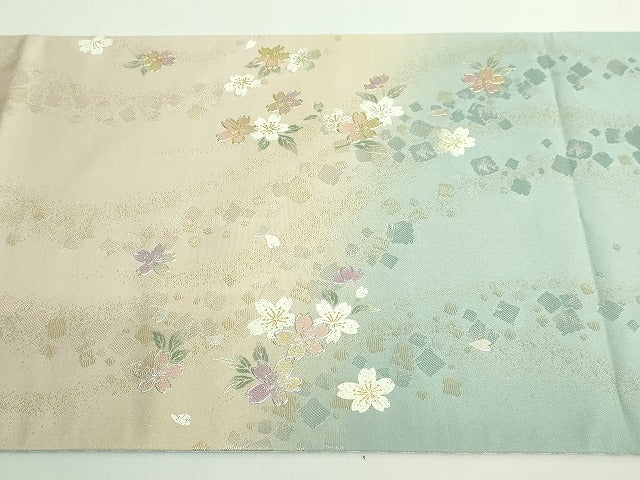 平和屋本店●極上 金彩友禅 卓越技能者・名工・和田光正 太鼓柄袋帯 舞桜 金銀彩 やまと誂製 逸品 DZAB2001kh6