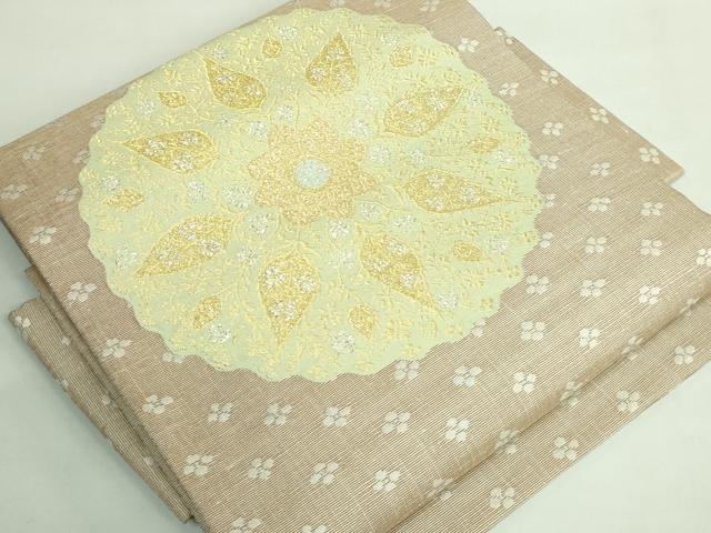 平和屋本店●極上 洛風林 工芸帯地 つけ帯 草花文 金銀糸 反端付き 逸品 DZAB2082kh6