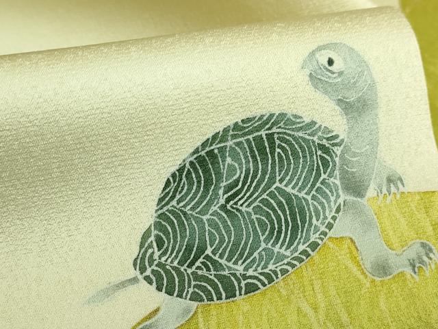 平和屋着物●極上 東京手描友禅 田邊慶昇 九寸名古屋帯 ウサギとカメ 逸品 DZAB2086kh6
