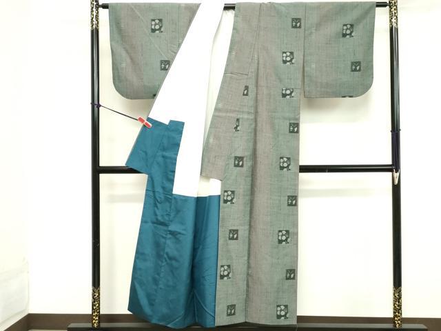 平和屋着物■上質な紬 花蝶文 間道 正絹 逸品 DAAY8905cd
