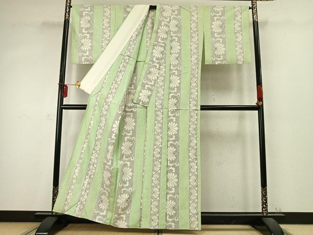 平和屋着物▽上質な紬 単衣 花間道 正絹 逸品 AABD0400fy