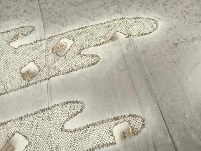 平和屋着物▽訪問着 単衣 刺繍 エ霞花文 暈し染め 金彩 金糸 正絹 逸品 AABD0406fy
