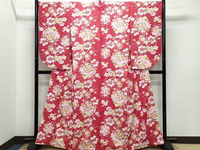 平和屋着物●小振袖 二尺袖 毬花文 金彩 洗える着物 未使用 CABA6088vf