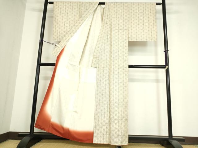 平和屋着物●上質な紬 麻の葉文 正絹 逸品 DAAY9363az