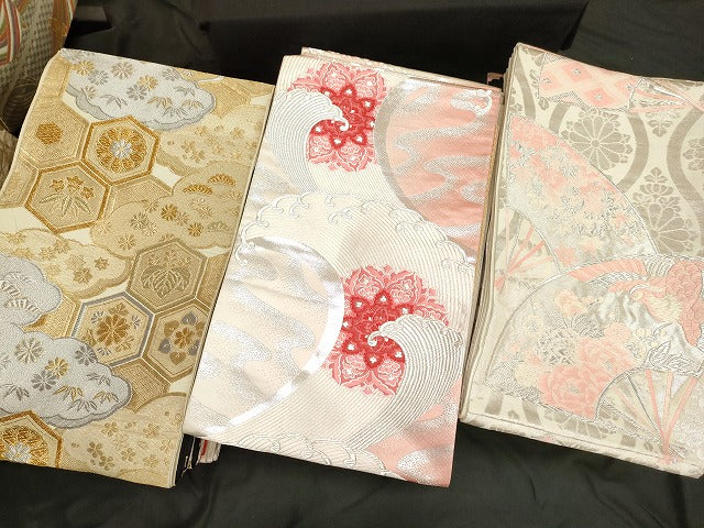 平和屋本店■袋帯 西陣 まとめて100点 鳳凰 向かい鶴 風景 辻が花 更紗 花柄 金銀糸 など 着用可能多数 未使用品あり 全て正絹 ppp2983