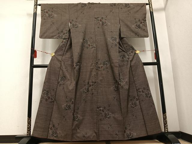 平和屋着物●本場大島紬 一元絣 枝花文 正絹 逸品 AABD5981ph