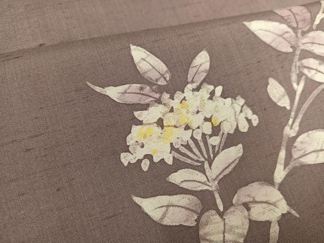平和屋着物●訪問着 紬地 手描き ろうけつ染め 枝花文 正絹 逸品 AABD7046ph