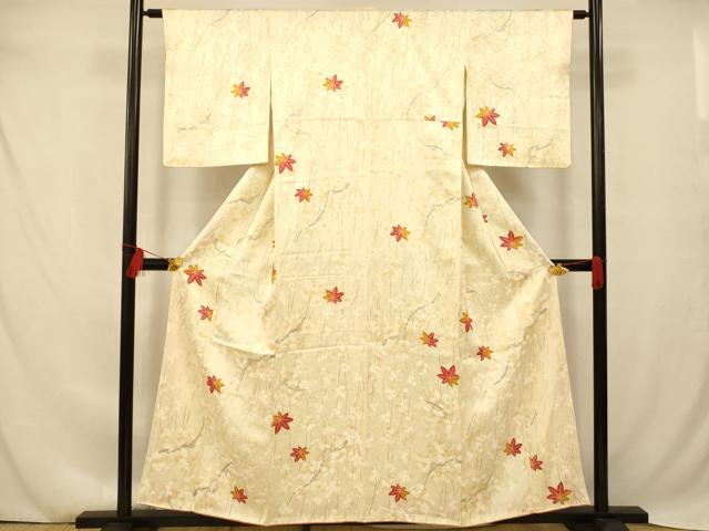 平和屋着物■上質な小紋 楓文 正絹 逸品 AABD6849fw