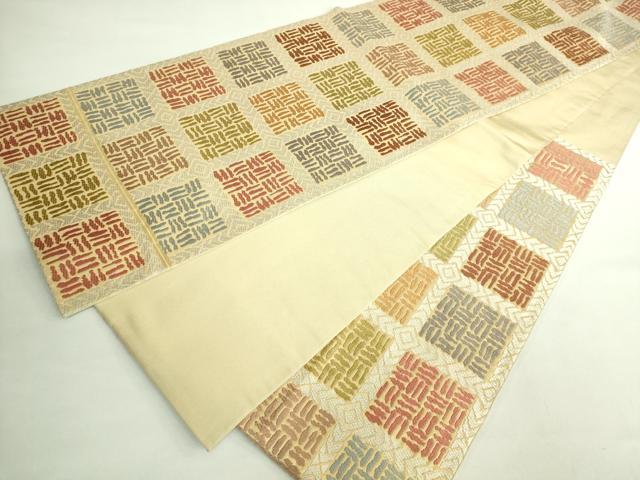 平和屋着物●極上 西陣 川島織物 六通柄 本袋帯 市松文様 金糸 逸品 DZAB2304kh6