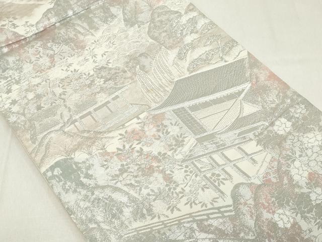 平和屋着物◎六通柄袋帯 彩京錦 プラチナ箔二重引 風景文 正絹 逸品 DAAZ8145cd