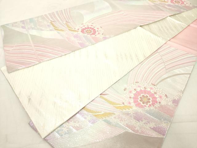 平和屋着物◎六通柄袋帯 唐織 正倉院孔雀花文 金銀糸 正絹 逸品 DAAZ8202cd