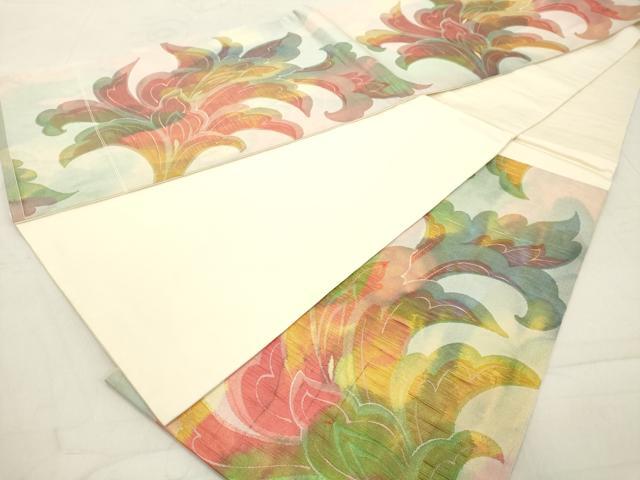 平和屋着物◎六通柄袋帯 更紗花文 金銀糸 正絹 逸品 DAAZ8191cd
