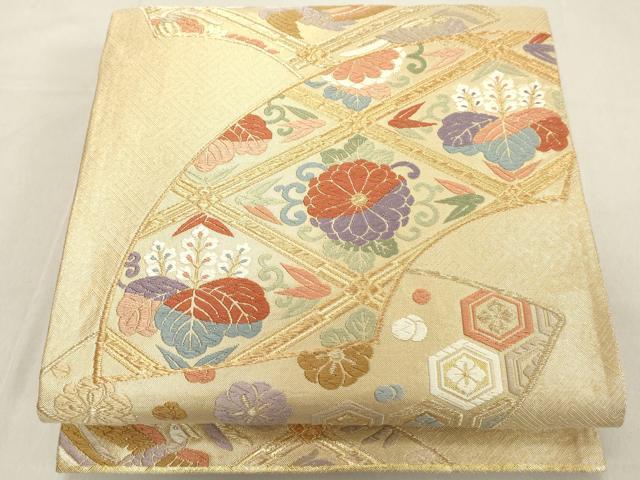 平和屋着物◎六通柄袋帯 唐織 地紙花鳥文 金糸 正絹 逸品 DAAZ8237cd