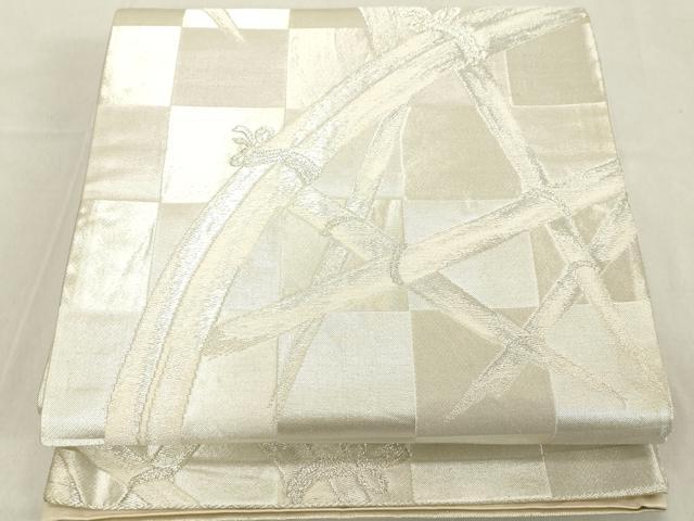 平和屋着物◎西陣 六通柄袋帯 籬文 銀糸 証紙付き 正絹 逸品 DAAZ8222cd