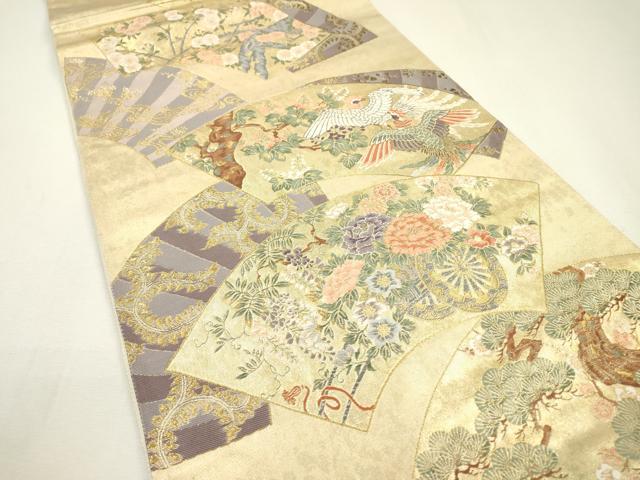 平和屋着物▼六通柄袋帯 唐織 鳳凰地紙花車文 金糸 引箔 正絹 逸品 DAAZ6066fe