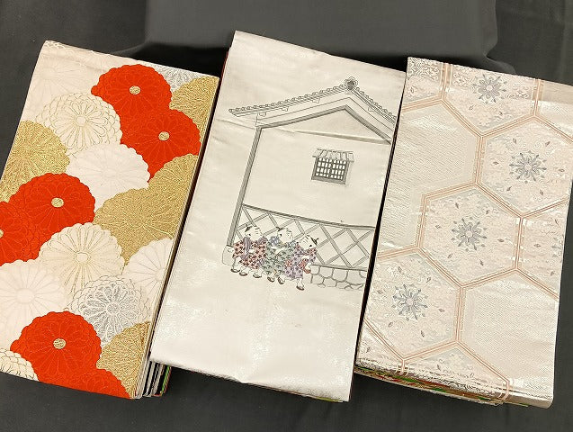 平和屋着物■袋帯 西陣 まとめて100点 鳳凰 向い鶴 孔雀 鴛鴦 蝶 人物 風景 更紗 花柄 作家物 手描き 佐賀錦 未使用品あり 全て正絹 mmm954