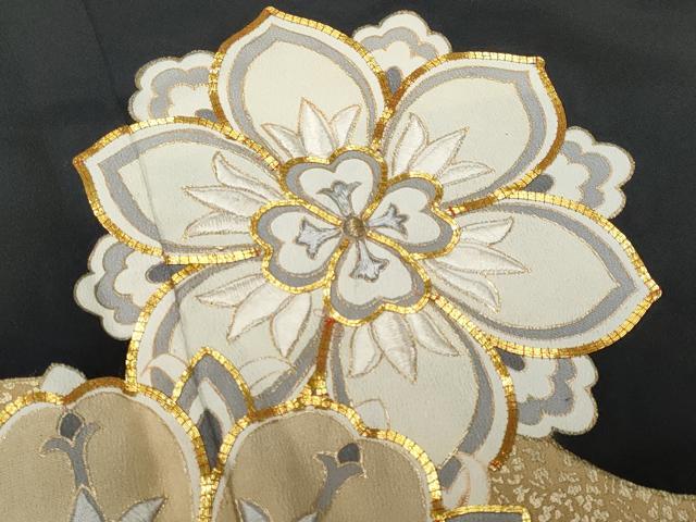 平和屋着物■豪華黒留袖 駒刺繍 道長正倉院花文 金彩 正絹 逸品 CABA7605fb
