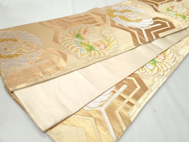 平和屋着物◎六通柄袋帯 鶴 金銀糸 正絹 逸品 CABA7663fb