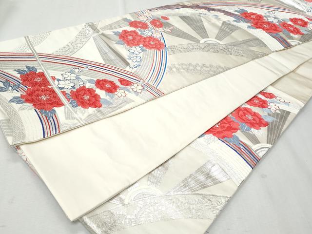 平和屋着物◎六通柄袋帯 唐織 草花文 金銀糸 正絹 逸品 CABA7688fb