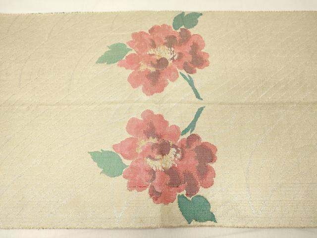 平和屋着物◎両面 全通柄袋帯 立波草花文 金銀糸 正絹 逸品 DAAZ8374cd