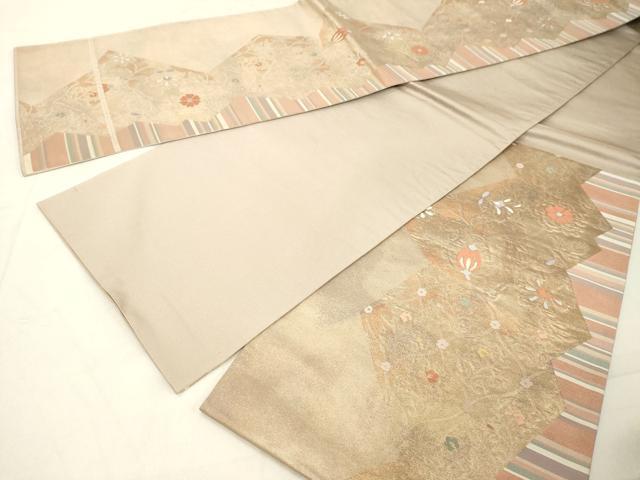 平和屋着物◎六通柄袋帯 草花文 金糸 正絹 逸品 DAAZ8387cd