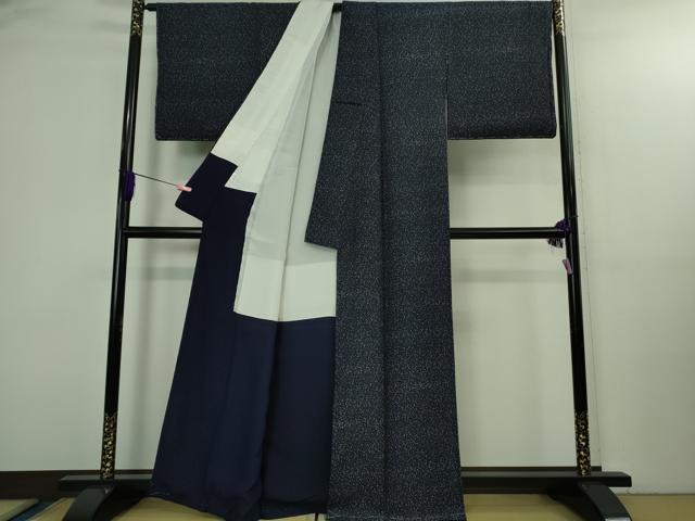 平和屋着物●極上 藍造り国選定無形文化財 藍師・佐藤昭人 藍香房 天然藍染 小紋 濃紺地 逸品 未使用 DZAA4871kh6