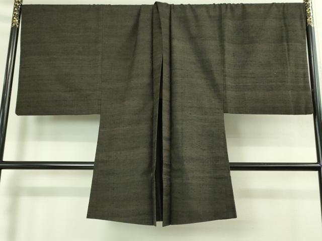 平和屋本店●極上 男性 紬 アンサンブル キングサイズ 長羽織 濃い赤墨色 逸品 DZAB3407kh6