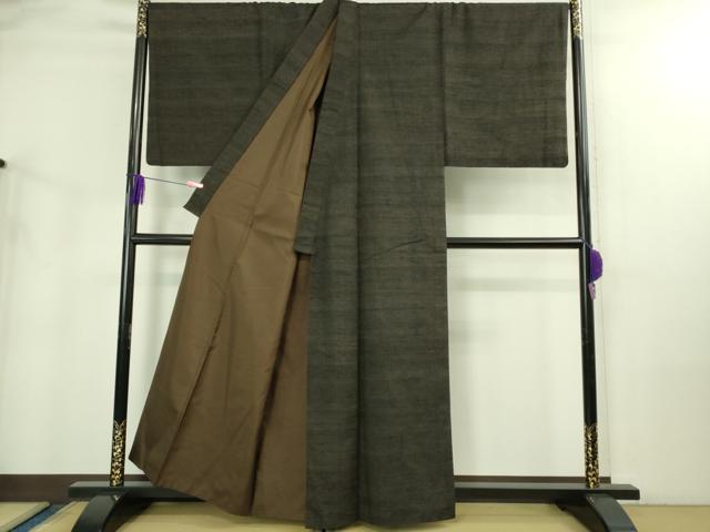 平和屋本店●極上 男性 紬 アンサンブル キングサイズ 長羽織 濃い赤墨色 逸品 DZAB3407kh6