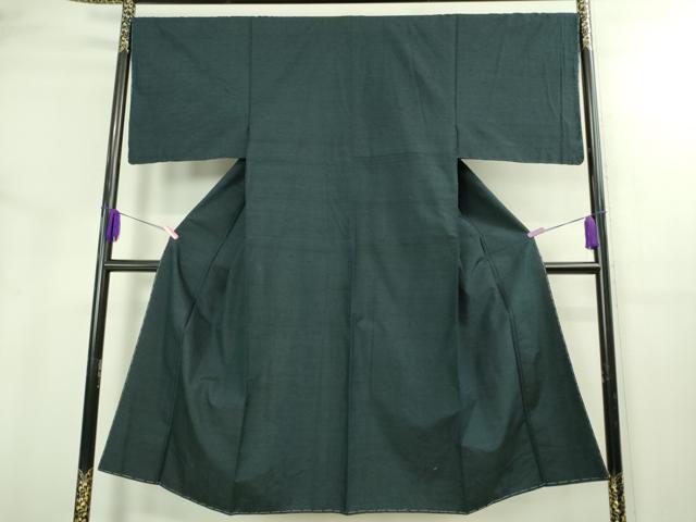 平和屋着物●極上 男性 髭紬 アンサンブル 長羽織 濃い鉄御納戸色 逸品 未使用 DZAB3414kh6